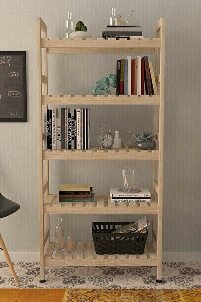 MFG AHŞAP 5 Raflı Ahşap kitaplık 150x75x30