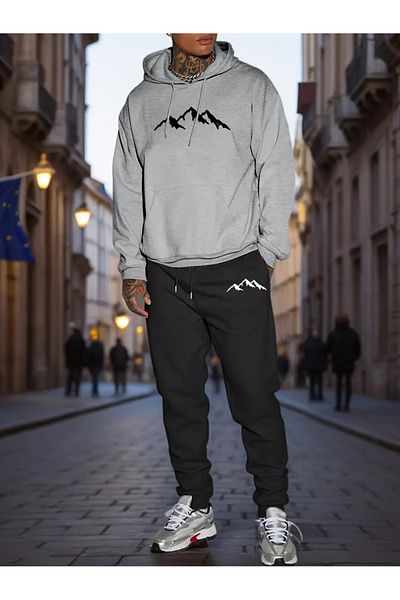 FULL TOLERANCE Σετ αθλητική φόρμα με κουκούλα Mountain printed