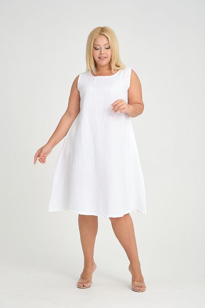 Dejabrew Jeans Muslin White Sleeveless Flared Midi Dress