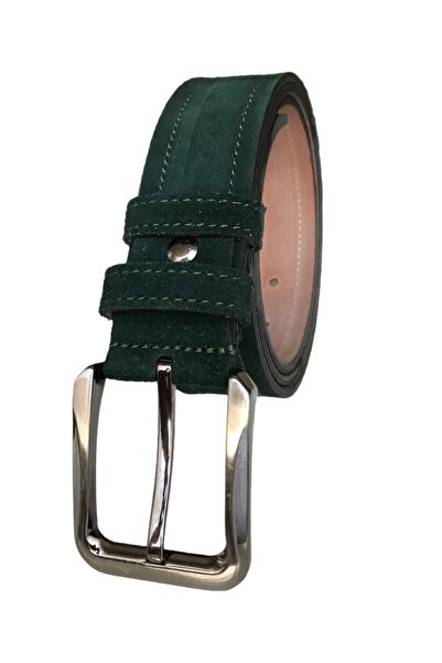 GoDeri 100% Genuine Leather Suede Dark Green Belt 4 cm=suede.leather.4cm