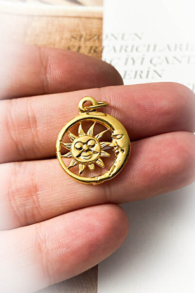 roshel Madalyon Ay Ve Güneş Model Altın Kaplama Kolye Ucu