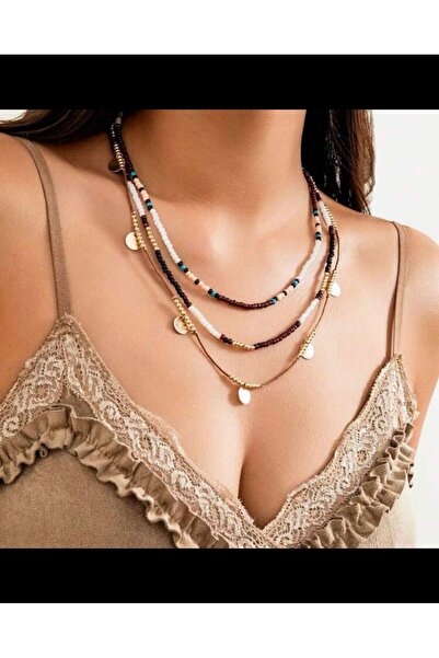 Queen B JewelryCo Çoklu Boncuk Bohem Kolye