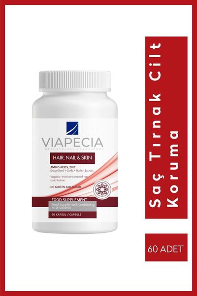 Viapecia Vitamin Supplement Food 60 Tablets Zinc Selenium & Folicacid For Hair Skin Nail Protection