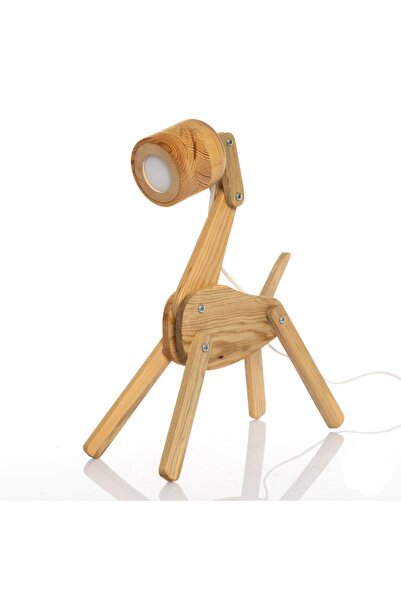 KOCSHOPP Eğlenceli Benzersiz Ahşap Zürafa Masa Lambası Beyaz Işıklı