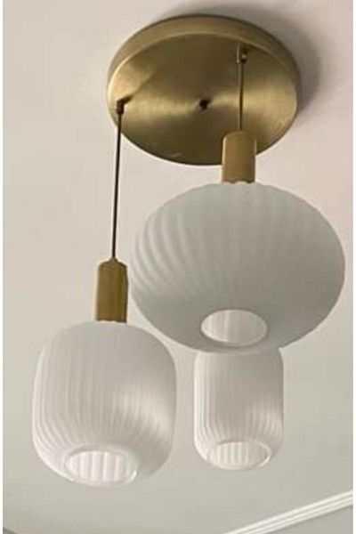 demet habek mylights Mylights Opal White Glass Triple 3-Piece Pendant Lamp Matte Gold Antique Living Room Chandelier Desktop Bedroom Hotel Cafe
