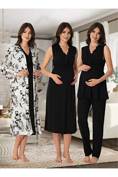 Puerpera طقم ملابس نوم وبيجامات للحوامل من Effortt - صيفي للحوامل، ثوب صباحي 8036