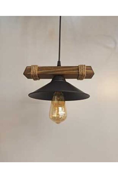 avizemguzel Avızem Güzel Nova Ahşap Rustik Modern Halatlı Tekli Sarkıt Avize