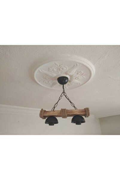 benline Wood Ahşap Avize 2 Li Halatlı Avize Rustik