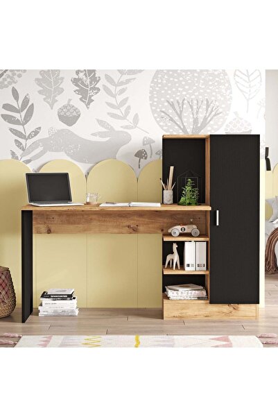 L'occi Concept Luke 152cm Kitaplıklı Kapaklı Raflı Laptop Çalışma Masası Atla...