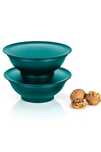 Tupperware ALLEGRA BOWL SWEETY BOWL SET OF 2 WATER GREEN-GOLD 275ML