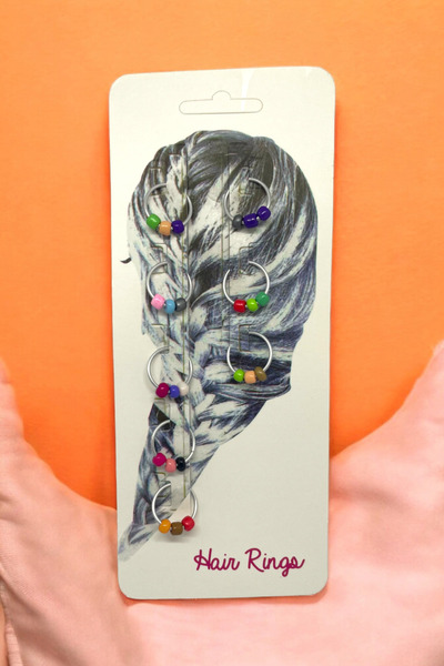 FAHA مجموعة أقراط الشعر وخاتم الشعر مكونة من 3 خرزات ملونة