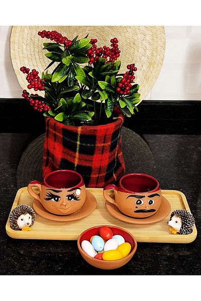 HerşeyTopraktan Handmade Emoji Expression Coffee Cup Set from Soil