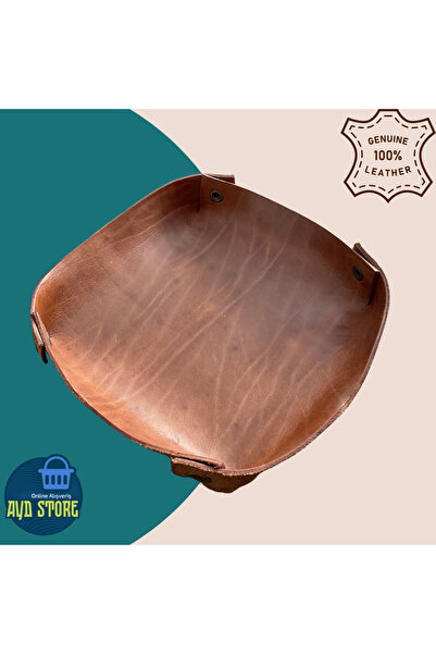 AYD منظم مكتبي بيضاوي جلدي مقاس 22 سم - طبق/وعاء