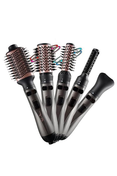Shibowavy 5 Head Hair Styling Set - Automatic Rotating Head, Blow Dryer and Volume Comb, Straightener