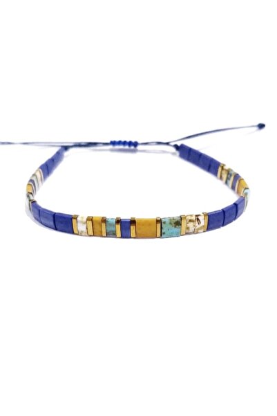 Funny Takılar سوار ميوكي تيلا للجنسين من حجر الهيماتيت الطبيعي باللون الأزرق ...