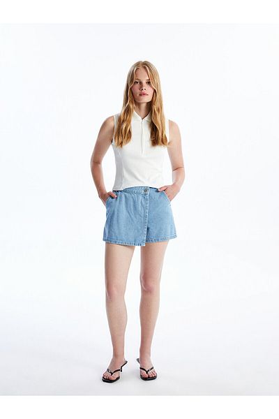 LC Waikiki Fusta pantaloni scurti de jeans pentru femei Standard Fit