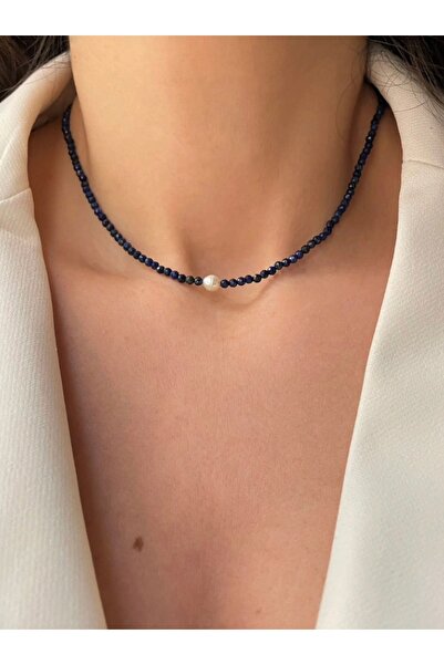 dalya İnci Detaylı Mini Lapis Lazuli Taşlı Kolye