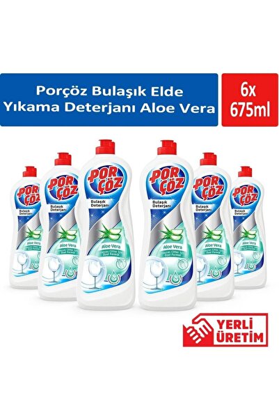 Porçöz Elde Yıkama Bulaşık Deterjanı Aloevera 675 ml 6 ADET