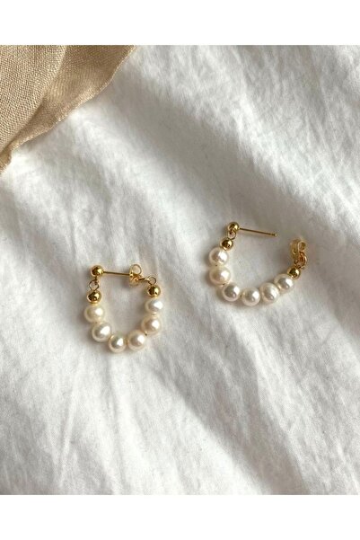 dalya Gerçek Yuvarlak İncili Arkadan Bağlama Küpe