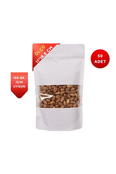 DOYPACK 50 قطعة 11*18.5 دوق-باي نافذة بيضاء - لـ 100 جرام