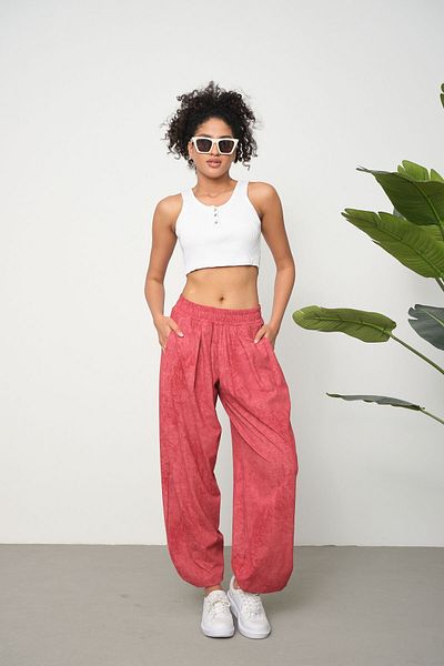 ESPİNA Cupra Fabric Women's Shalwar Trousers - Pocketed and Flowy