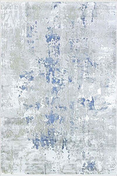 10 Post Online Gray Blue Digital Printed Runner Corridor Carpet - Non-Slip Base, Cutting Washable