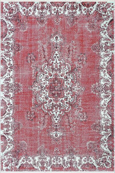 10 Post Online Claret Red Digital Printed Round Oval Non-Slip Carpet - Thin Washable