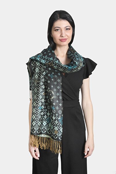 Mystic Siyah Turkuaz Pashmina Şal