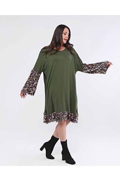 Seçkin Büyük Beden Women's Plus Size Special Combed Cotton Dress-tunic
