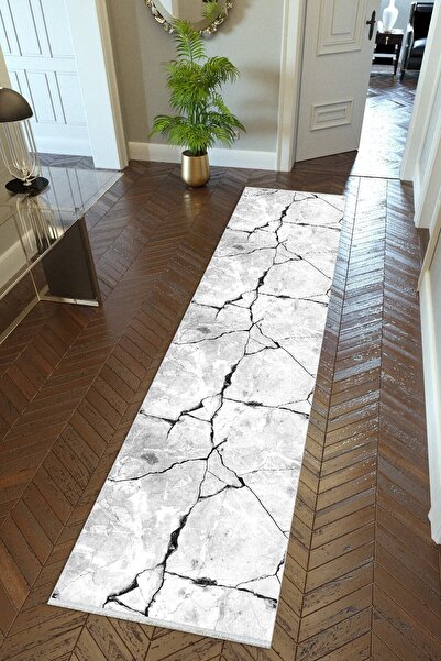 10 Post Online Runner Stone Marble Gray Non-Slip Cutting Washable Thin Digital Printing Hallway Carpet