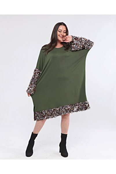 Seçkin Büyük Beden Women's Plus Size Special Combed Cotton Dress-tunic