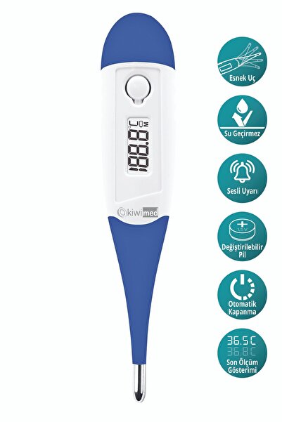Kiwi Med Pilli Kdt-6820 Dijital Ateş Ölçer Dijital Kalem Tipi / Koltuk Altı Mavi