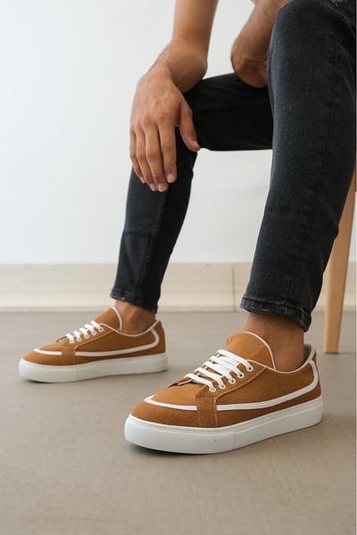 BOA Ba0351 Boa Laced Leather Powder Casual Tan Color Sneakers