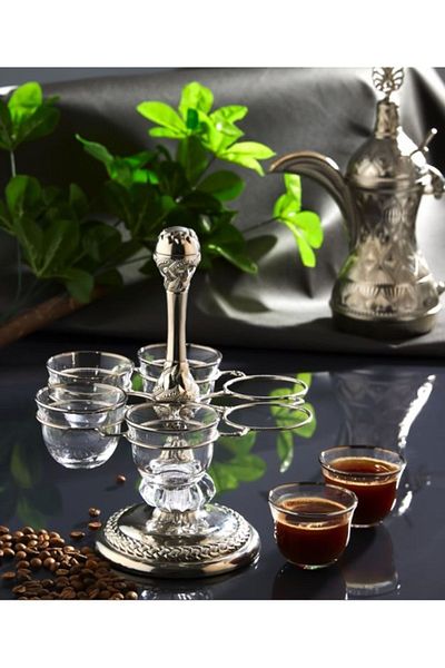 MOS'EV Silver Metal Mirra Glass Presentation Treat Set for 6 People