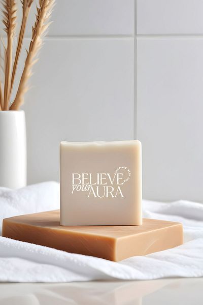 Believe Your Aura صابون حليب الحمار - صابون حليب الحمار الطبيعي 100% مصنوع يدويًا - 120 جرام