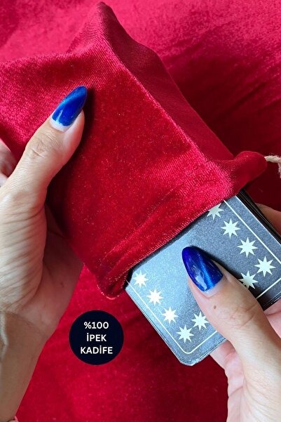 Katina Kadife Tarot Fal Deste Saklama Arındırma Kesesi Parlak Kırmızı