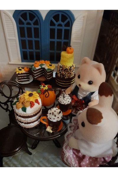 SYLVANIAN FAMILIES كعكة الخريف المصنوعة يدويًا من فيمو مينياتور بسعر قطعة واحدة