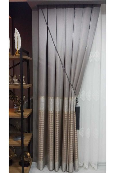 Vinaldi Rüyaper Azur Panel Background Curtain Dsn: 671031   V:5421 R:Beige Single Wing Close Pleat