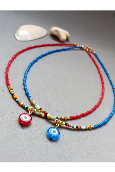 By Song Aksesuar Evil Eye Beaded Necklace