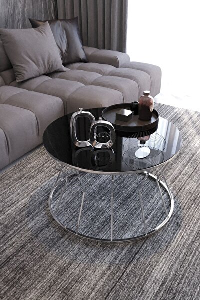 Nies Aksesuar Kum Saati Zigon Sehpa Gümüş Ayak Füme Ayna