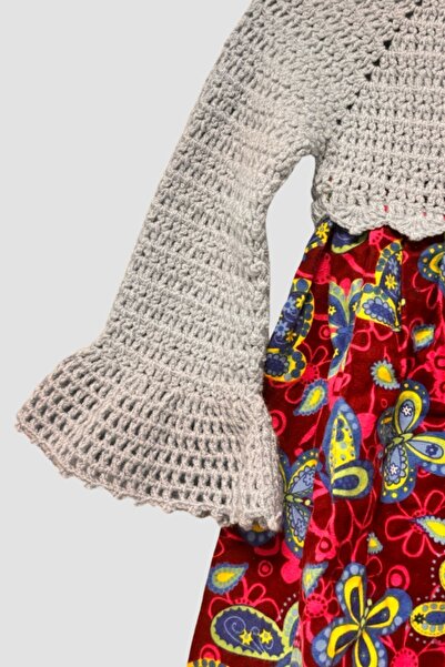 Uretti Filiz 9248 - Дівчача в'язана сукня з метеликами, 4 роки - Синя