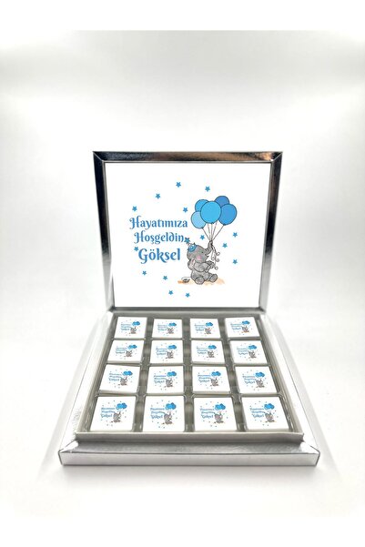 TuNa Chocolate 32 Adet İsme Özel Erkek Bebek Çikolatası