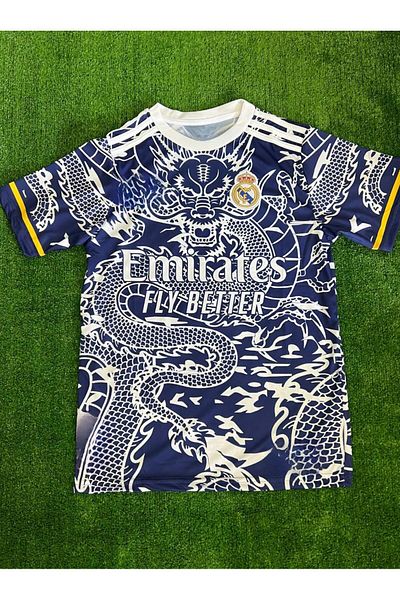 Lion Spor Ronaldo Madridd Dragon - Μπλε μοτίβο ποδοσφαιρική φανέλα νέας σεζόν 2023/24