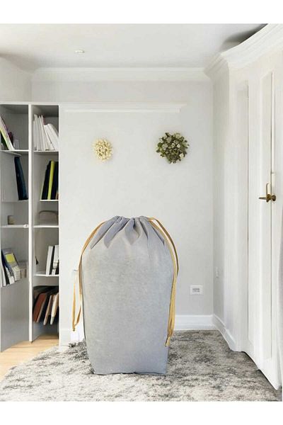 Balkan Room Μεγάλη 72x62 εκ. Γκρι τσάντα με κορδόνια - Τσάντα μεταφοράς και μαξιλάρι αποθήκευσης ρούχων