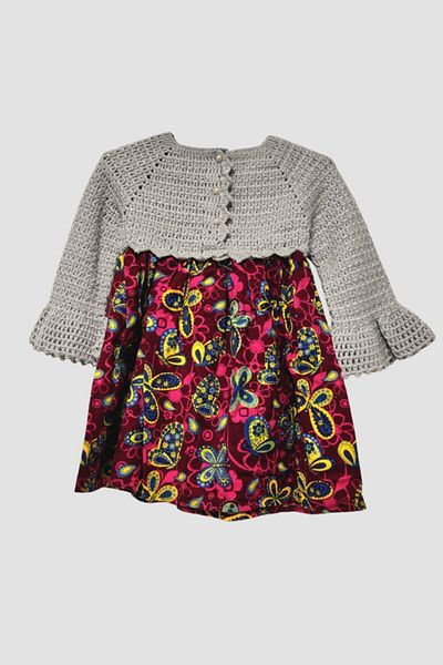 Uretti Filiz 9248 - Rochie tricotată pentru fete cu modele de fluturi, 4 ani - albastru