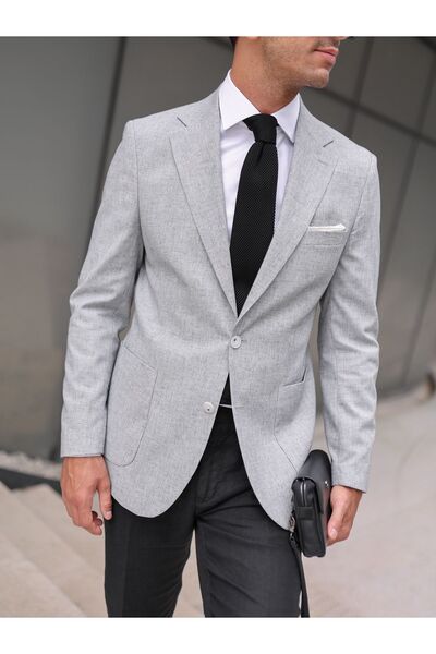 AEK FIORE Erkek Gri Keten Ceket