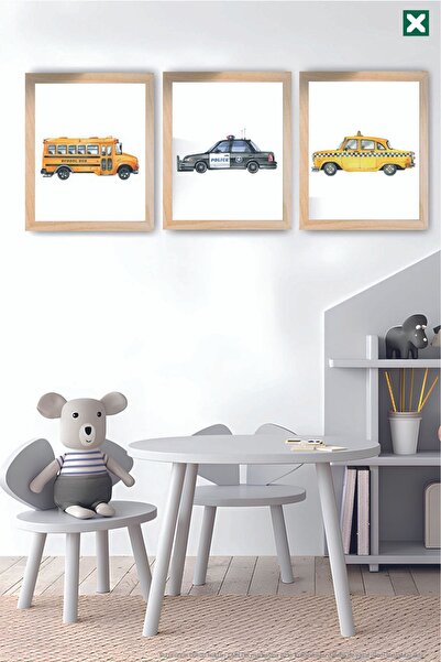 TABLOX Set de pictură modern din MDF cu aspect de cadru cu 3 piese, cu teme d...