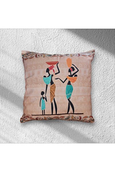 FLAMENCO TEKSTİL غطاء وسادة مطبوع رقمي مزدوج بنمط الفيروز الأفريقي العرقي