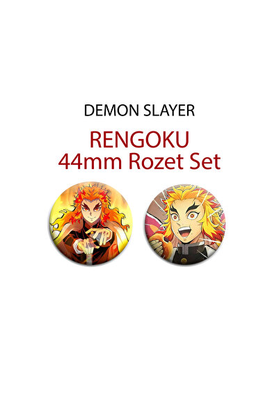 Akumastik Demon Slayer Kyojuro Rengoku  44mm 2 ADET ROZET SET - Kimetsu No Yaiba
