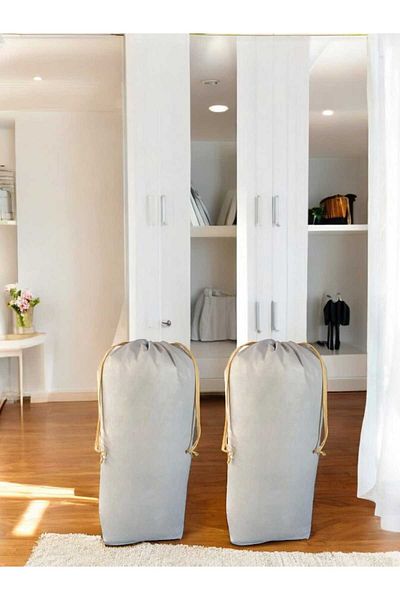 Balkan Room XLarge 86x62 cm Γκρι Σετ με κορδόνια 2 - Τσάντα αποθήκευσης ρούχων μεταφοράς και μαξιλαριού